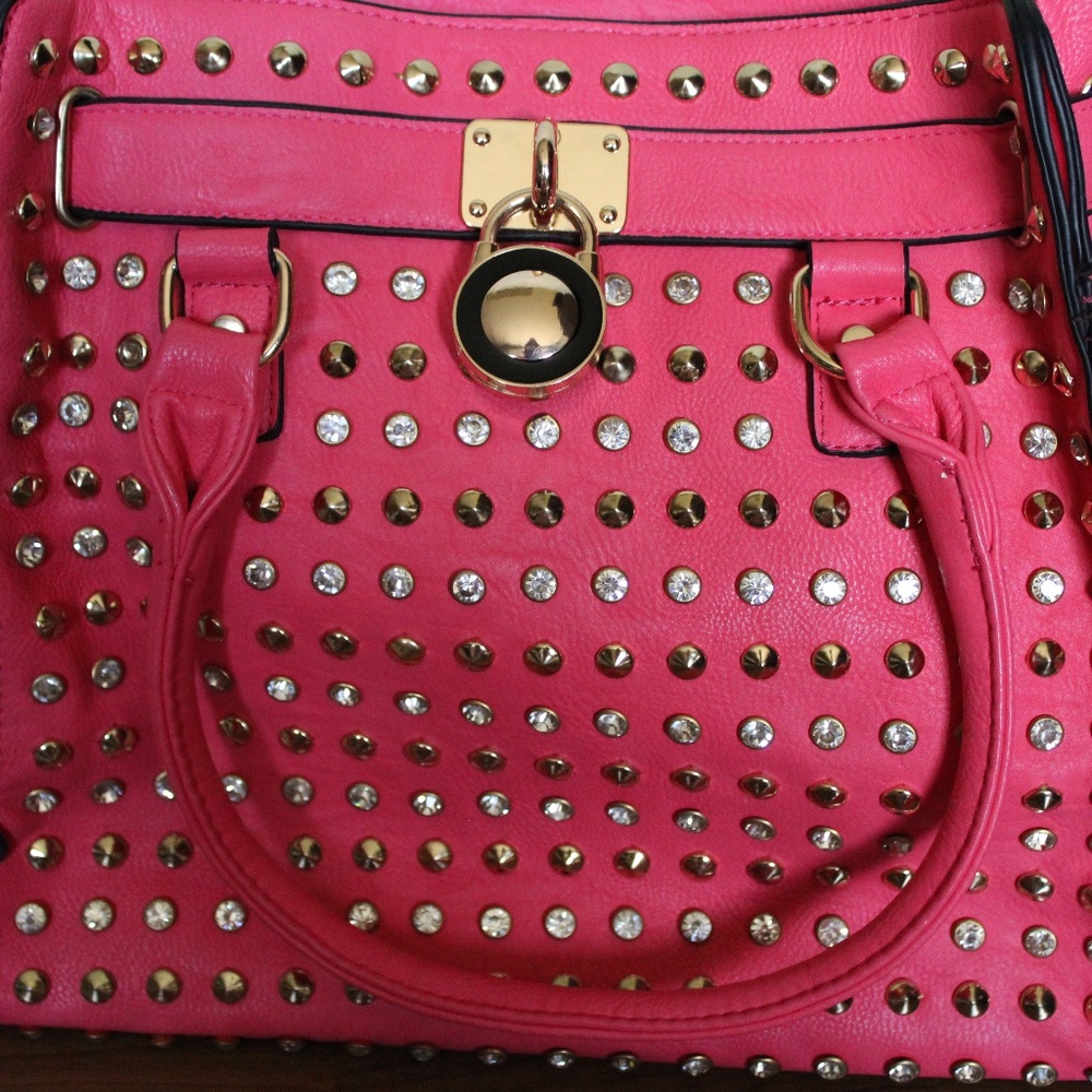 bright pink fleur de luv tote bag